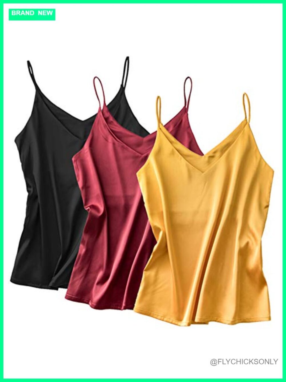3 Pack Womens Silk Tank Top V-Neck Silky Loose Sleeveless Cami Blouse Shirt